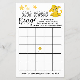 Prospectus 14 Cm X 21,6 Cm Carte de jeu de bingo Baby Shower Tigre coloré