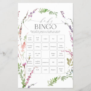 Prospectus 14 Cm X 21,6 Cm Carte de jeu de bingo pour Baby Shower avec des fl