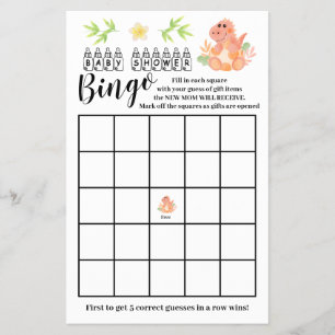 Prospectus 14 Cm X 21,6 Cm Carte de jeu de bingo pour Baby Shower dinosaure