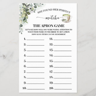 Prospectus 14 Cm X 21,6 Cm Carte de jeu de douche de mariée Greenery Matcha T