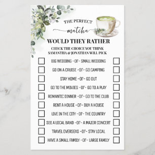 Prospectus 14 Cm X 21,6 Cm Carte de jeu de douche Mariage Greenery Matcha Wou