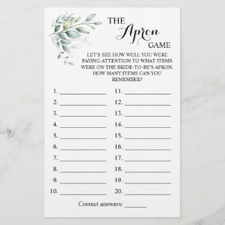Prospectus 14 Cm X 21,6 Cm Carte de jeu Eucalyptus Apron Shower Greenery