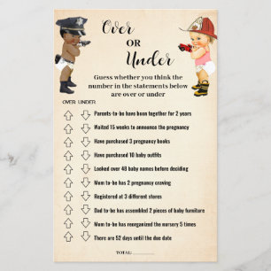 Prospectus 14 Cm X 21,6 Cm Carte de jeu pour Baby Shower « Au-dessus ou en de