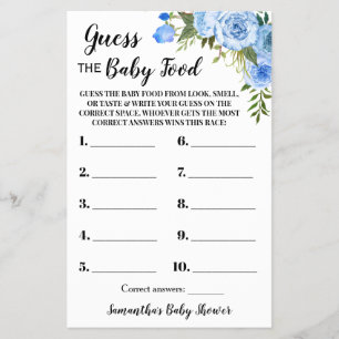 Prospectus 14 Cm X 21,6 Cm Carte de jeu pour Baby Shower « Blue Guess the Bab