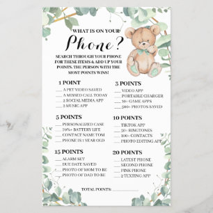 Prospectus 14 Cm X 21,6 Cm Carte de jeu pour Baby Shower : Ours, qu'y a-t-il 