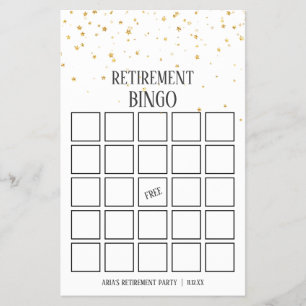Prospectus 14 Cm X 21,6 Cm Cartes de Bingo Gold Confetti Retirement