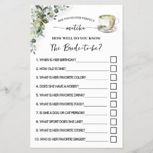 Prospectus 14 Cm X 21,6 Cm Cartes de jeu Greenery Matcha How Well Do You Know