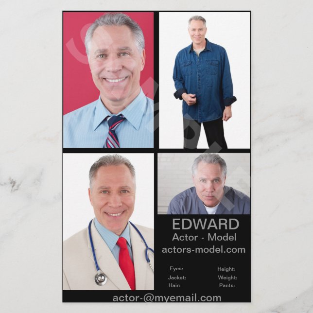 Prospectus 14 Cm X 21,6 Cm Cartes de prise de vue de l'acteur (Devant)