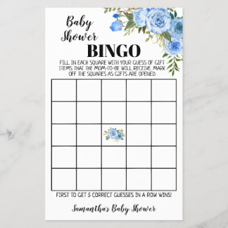 Prospectus 14 Cm X 21,6 Cm Carton de jeu de bingo pour Baby Shower Fleurs ble