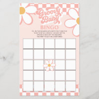Carton de loto pour Baby Shower Retro Rose à pois