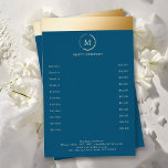 Prospectus 14 Cm X 21,6 Cm Cercle de monogramme de bande d'or bleu<br><div class="desc">Elégant,  bleu,  bande or,  cercle,  monogramm flyer.Il n'y a ni brillance ni texture. Modifiez votre produit en quelques minutes en entrant vos données. Vous pouvez modifier la police,  la couleur et la position en "personnalisant plus".</div>
