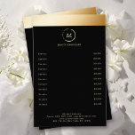 Prospectus 14 Cm X 21,6 Cm Cercle de monogramme de bande d'or noir<br><div class="desc">Elégant,  noir,  bande or,  cercle,  monogramm flyer.Il n'y a ni brillance ni texture. Modifiez votre produit en quelques minutes en entrant vos données. Vous pouvez modifier la police,  la couleur et la position en "personnalisant plus".</div>