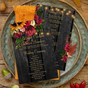 Prospectus 14 Cm X 21,6 Cm Cérémonie de mariage avec lumières dorées en bois