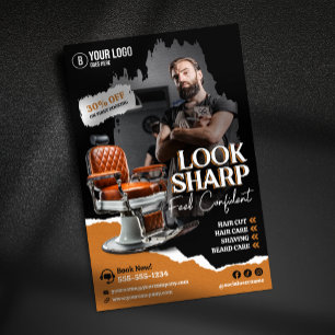 Prospectus 14 Cm X 21,6 Cm Chaise de barbier moderne Coiffeur Coiffeuse