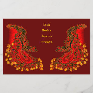 Prospectus 14 Cm X 21,6 Cm Chine Dragon en rouge et or design