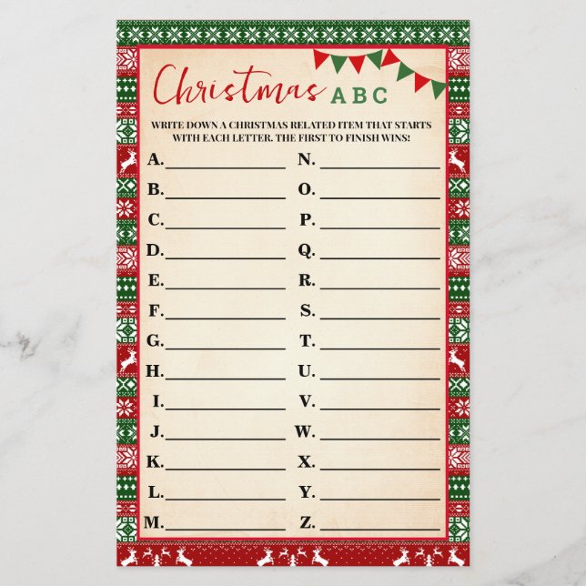 Prospectus 14 Cm X 21,6 Cm Christmas ABC Game Ugly Sweater Card (Devant)