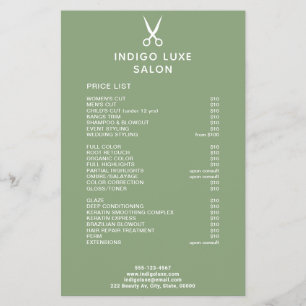 Prospectus 14 Cm X 21,6 Cm Ciseaux de salon de cheveux Service Vert Menu Tari