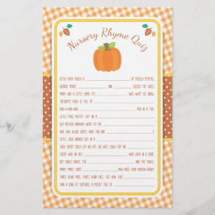 Prospectus 14 Cm X 21,6 Cm Citrouille d'automne Baby shower Nursery Rhyme Qui