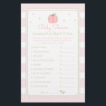 Prospectus 14 Cm X 21,6 Cm Citrouille rose devine le jeu du Baby shower des p<br><div class="desc">Ce design présente un citrouille rose mignon sur un arrière - plan de rayures et de petits points. La collection de produits de coordination est disponible dans notre boutique, zazzle.com/doodlelulu*. Contactez-nous si vous avez besoin que cette conception s'applique à un produit spécifique pour créer votre propre article de correspondance unique!...</div>