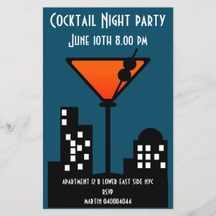 Prospectus 14 Cm X 21,6 Cm Cocktail Night Party Invitation