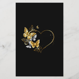 Prospectus 14 Cm X 21,6 Cm Coeur aux papillons d'or