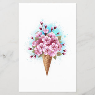 Prospectus 14 Cm X 21,6 Cm Cône rose Sakura crème glacée gaufre