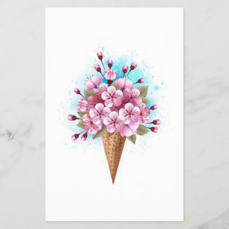 Prospectus 14 Cm X 21,6 Cm Cône rose Sakura crème glacée gaufre