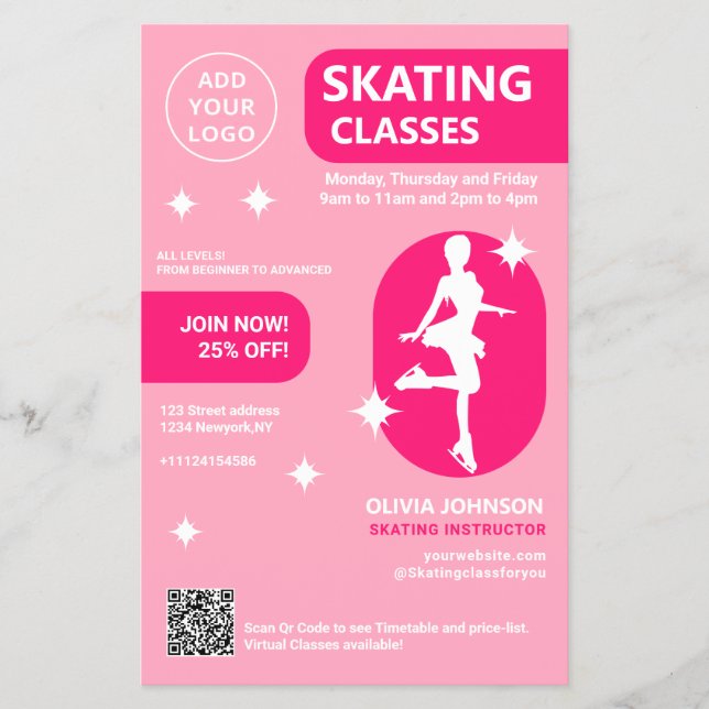 Prospectus 14 Cm X 21,6 Cm Cours de patinage rose (Devant)