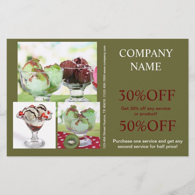 Prospectus 14 Cm X 21,6 Cm Crème glacée au dessert rétro (Devant)