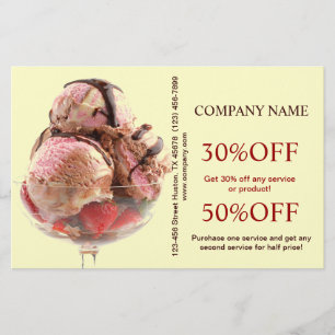 Prospectus 14 Cm X 21,6 Cm Crème glacée au dessert rétro