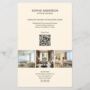 Prospectus 14 Cm X 21,6 Cm Crème QR de photo personnalisée moderne profession
