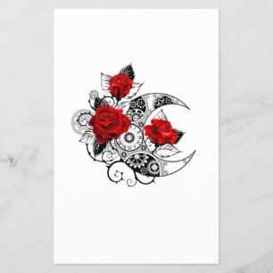 Prospectus 14 Cm X 21,6 Cm Croissant Mécanique aux Roses Rouges