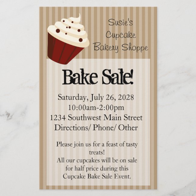 Prospectus 14 Cm X 21,6 Cm Cupcake avec rayures mocha douces (Devant)