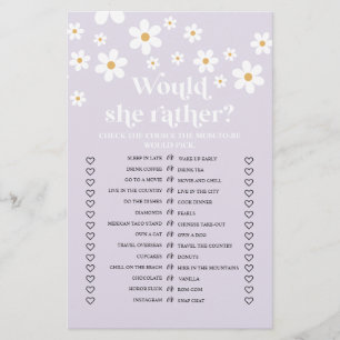 Prospectus 14 Cm X 21,6 Cm Daisy Baby shower Voudrait-Elle Plutôt Game Flyer