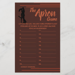 PROSPECTUS 14 CM X 21,6 CM DARK AND EARTHY THE APRON SHOWER GAME CARD FLYER
