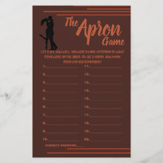 PROSPECTUS 14 CM X 21,6 CM DARK AND EARTHY THE APRON SHOWER GAME CARD FLYER