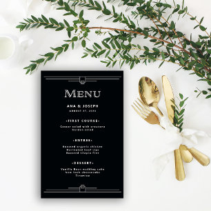 Prospectus 14 Cm X 21,6 Cm Déco moderne Élégant menu Mariage noir Onyx
