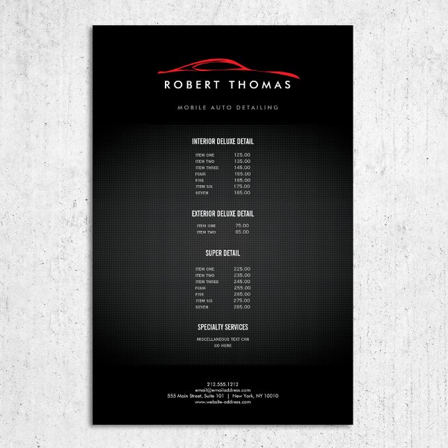 Prospectus 14 Cm X 21,6 Cm Détail automatique noir et rouge, réparation autom (Créateur téléchargé)