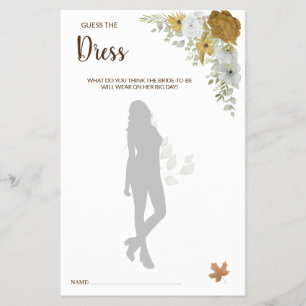 Prospectus 14 Cm X 21,6 Cm Devinez la robe Boho Automne BridalDouche jeu cart