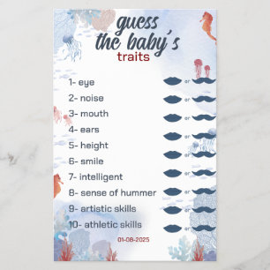 Prospectus 14 Cm X 21,6 Cm devinez le baby Game Under the Sea Baby shower