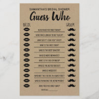 Devinez Qui Fête des mariées Rustic Game Card
