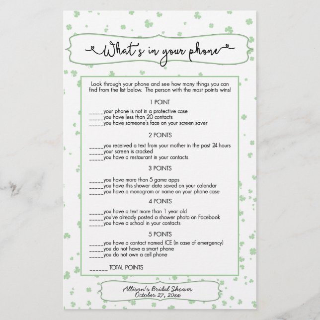 Prospectus 14 Cm X 21,6 Cm Devinez qui + jeux de téléphone, mariage irlandais (Devant)