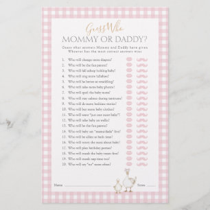 Prospectus 14 Cm X 21,6 Cm Devinez Qui Silly Goose Whimsical Baby shower Jeu