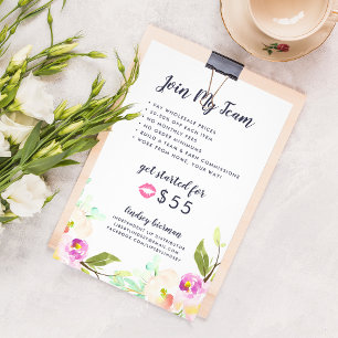 Prospectus 14 Cm X 21,6 Cm Distributeur de produits pour lèvres floraux moder