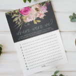 Prospectus 14 Cm X 21,6 Cm Dusty rose violet Roses Jeu Où Étions-Nous Flyer<br><div class="desc">Où nous étions jeu de douche nuptiale. Aquarelle rose roux et fleurs violettes sur un arrière - plan de charbon de bois. Les articles correspondants pour compléter votre collection d'événements sont disponibles dans notre boutique Zazzle!</div>