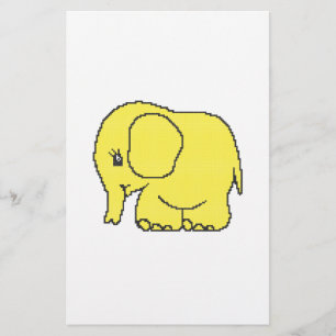 Prospectus 14 Cm X 21,6 Cm Éléfant jaune point de croix drôle