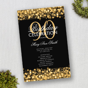 Prospectus 14 Cm X 21,6 Cm Élégant 90e anniversaire programme de fête Gold av