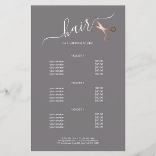 Prospectus 14 Cm X 21,6 Cm Elégant ciseaux d'or rose moderne coiffeur