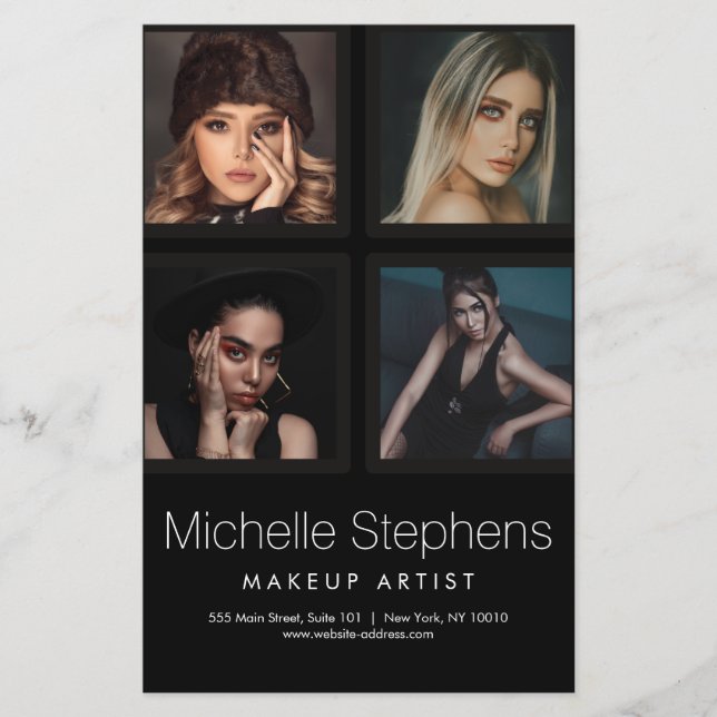 Prospectus 14 Cm X 21,6 Cm Élégant maquillage photo collage et style cheveux (Devant)