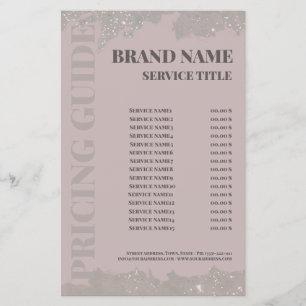 Prospectus 14 Cm X 21,6 Cm Elégant Salon de Beauté Rose Liste des prix Circul